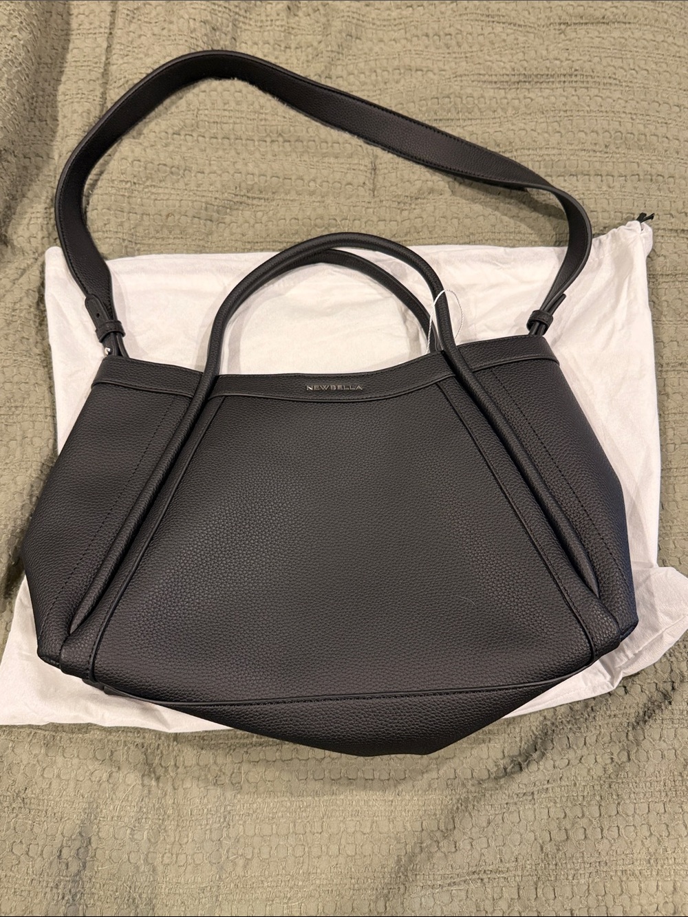 Newbelle Black Pebbled Shoulder Tote Bag